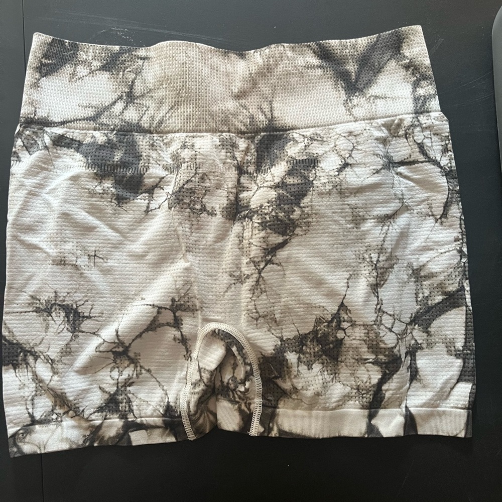Women's Black and White Tie-Dye Shorts